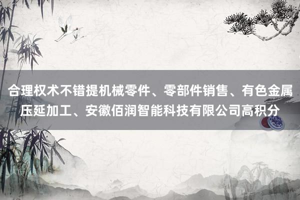 合理权术不错提机械零件、零部件销售、有色金属压延加工、安徽佰润智能科技有限公司高积分